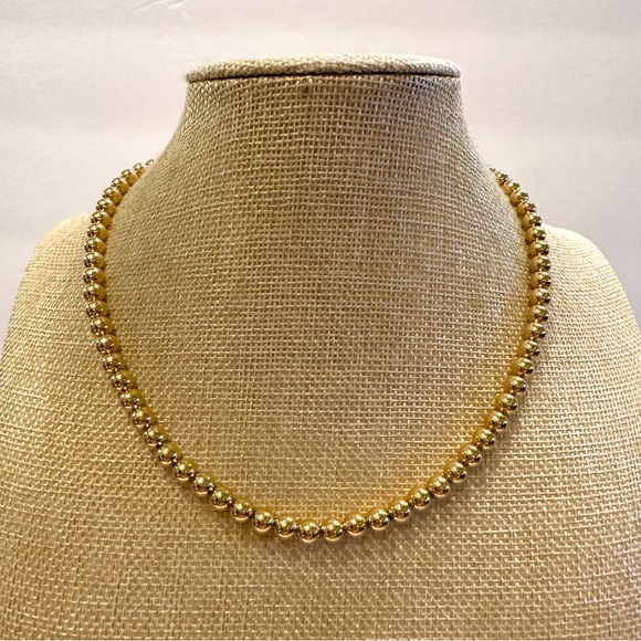 Vintage Napier Necklace- shiny gold tone ball beads, collar length - Picture 3 of 12